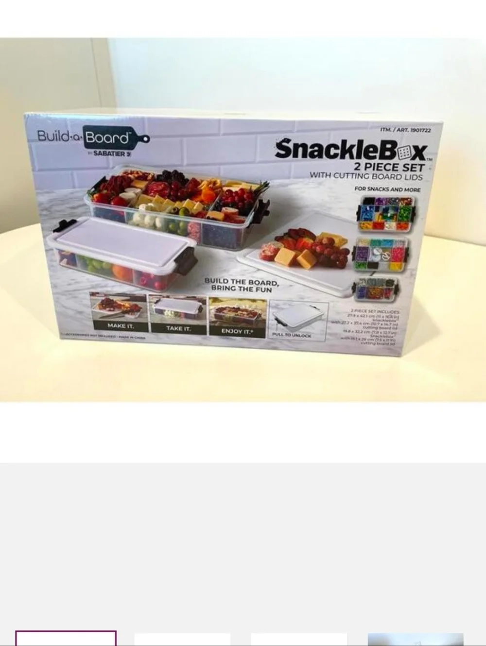 Sabatier SnackleBox 2 Piece Set with Cutting Board Lids. New